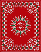 Vibrant Red Floral Medallion Border Rug