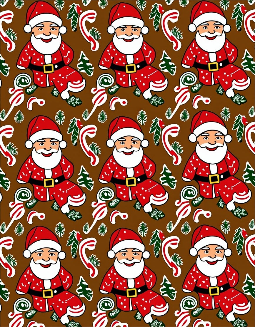 Cute Santa Claus Candy Cane Christmas Rug
