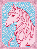 Pink Horse Blue Swirl Border Rug