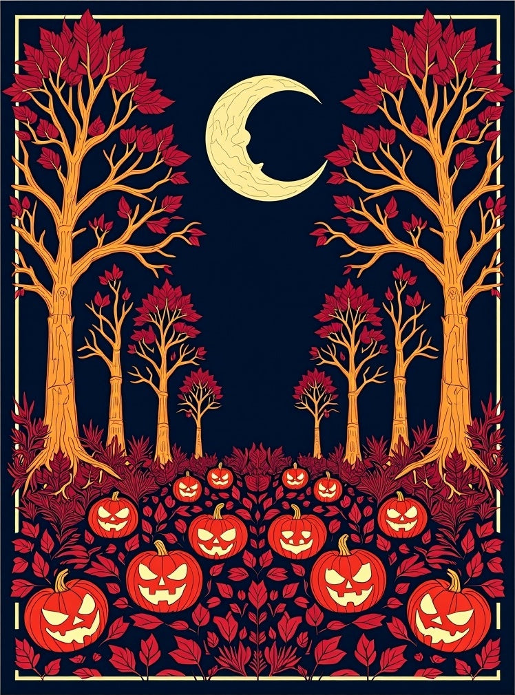 Autumn Moonlit Jack O Lantern Forest Rug