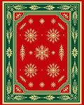 Crimson Winter Snowflake Garland Rug