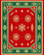 Crimson Winter Snowflake Garland Rug