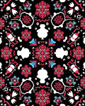 Crimson White Folk Art Snowflake Rug