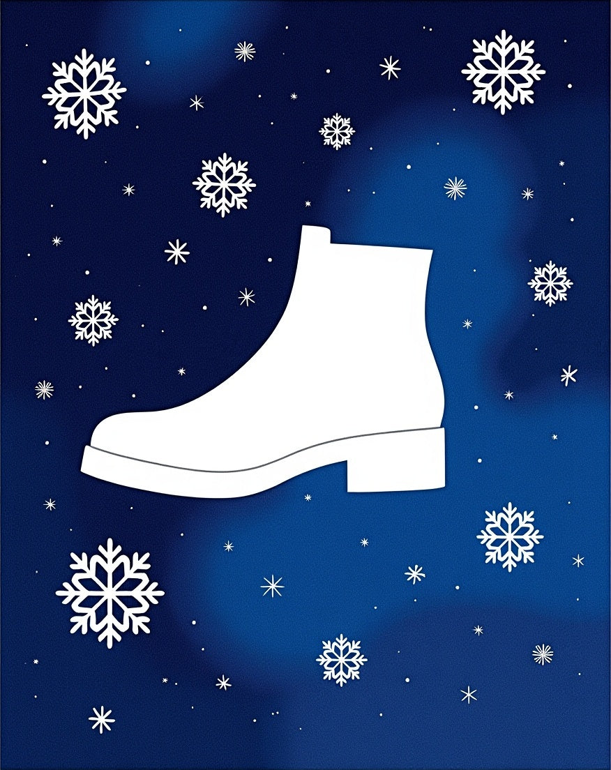 Cool White Boot Snowflake Night Rug