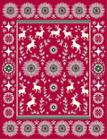 Crimson Reindeer Star Floral Border Rug