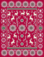 Crimson Reindeer Star Floral Border Rug