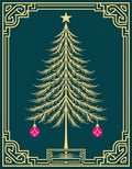 Golden Christmas Tree Pink Ornaments Rug