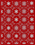 Crimson Snowflake Circular Medallion Rug