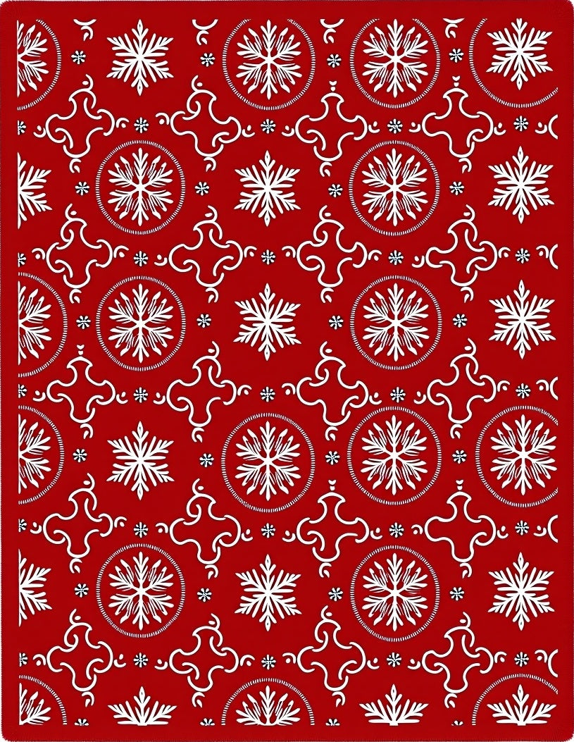 Crimson Snowflake Circular Medallion Rug