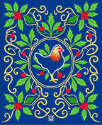 Royal Blue Rooster Holly Border Rug