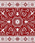 Crimson White Folk Inspired Medallion Rug