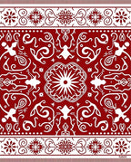 Crimson White Folk Inspired Medallion Rug