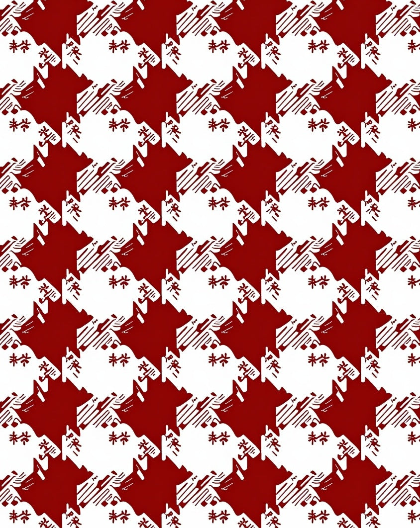 Classic Red Houndstooth Stars Rug