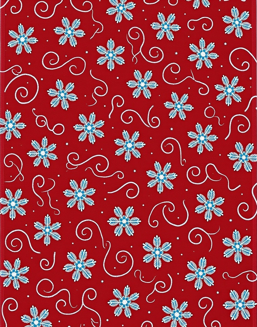 Red Snowflake Swirl Medallion Rug