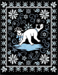 Winter Dog With Snowflake Border Rug