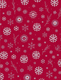 Crimson Snowflakes with Delicate Branches Rug