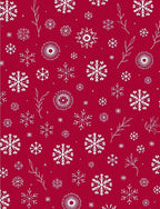 Crimson Snowflakes with Delicate Branches Rug