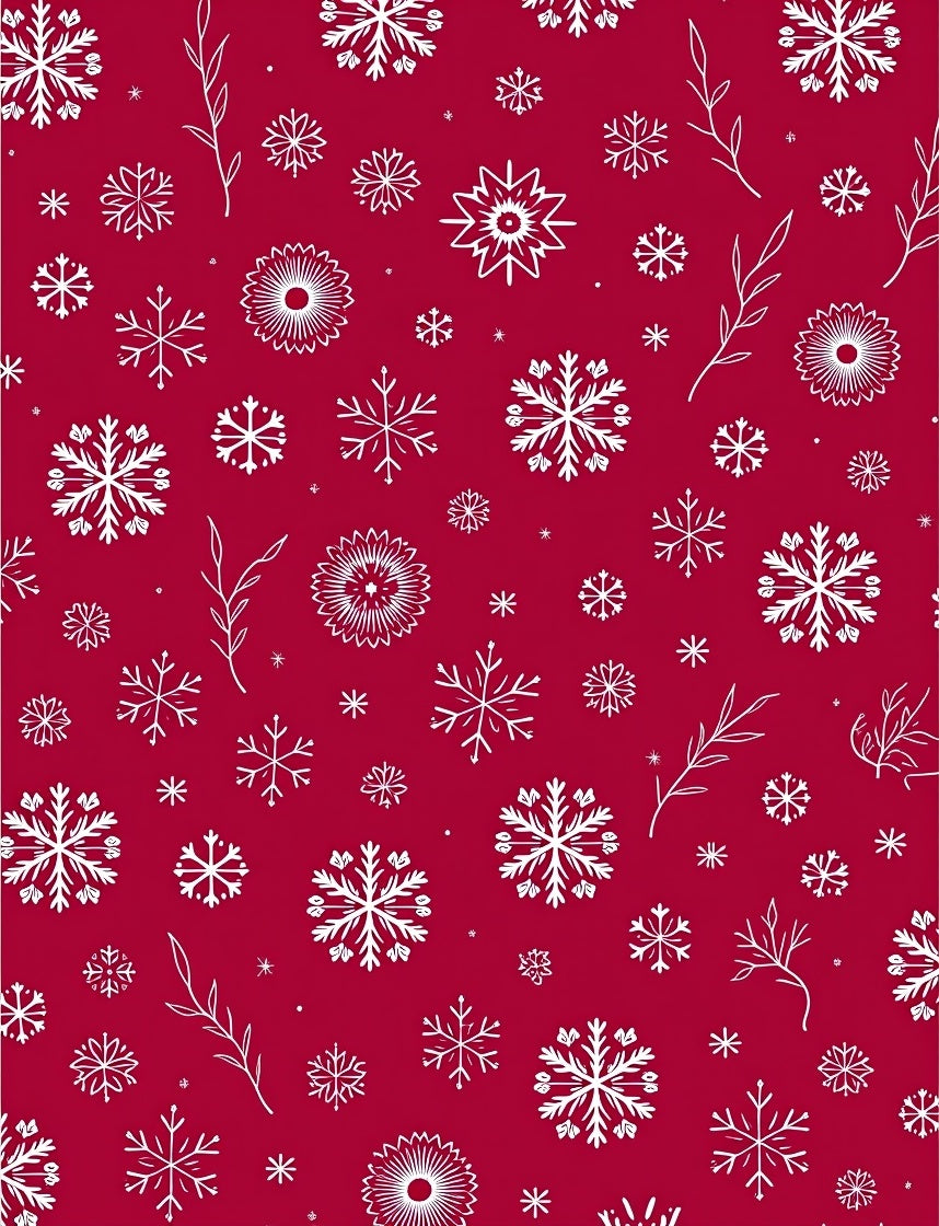 Crimson Snowflakes with Delicate Branches Rug