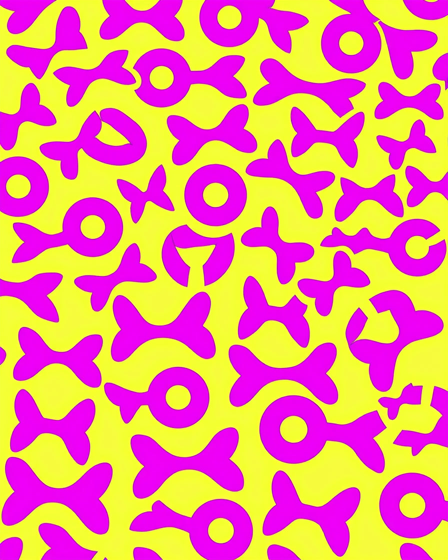 Bright Yellow Magenta Abstract Shapes Rug