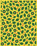 Green Leaf Red Dot Sunburst Rug