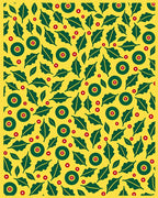 Green Leaf Red Dot Sunburst Rug