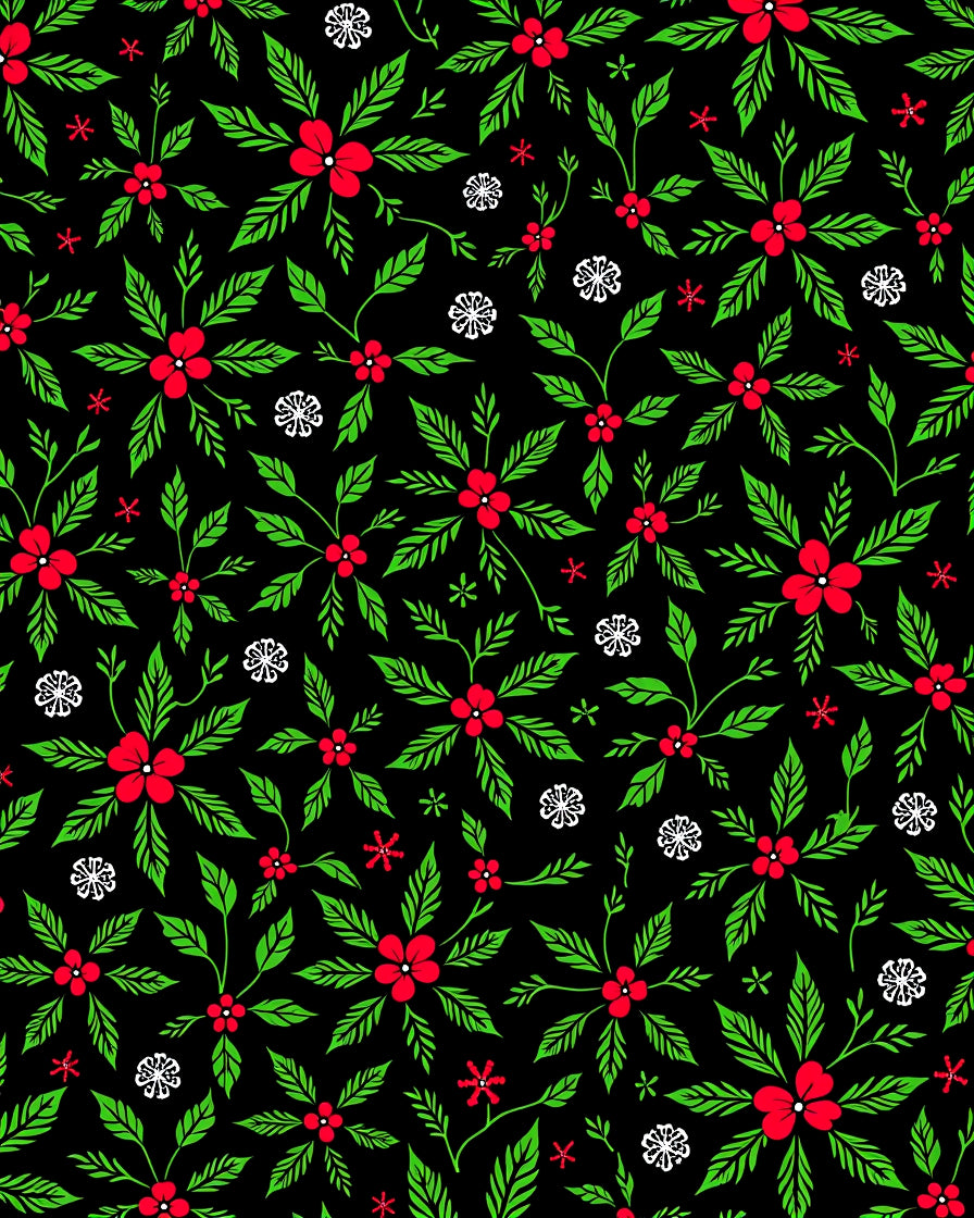 Festive Red Holly Berry Floral Rug