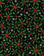 Festive Red Holly Berry Floral Rug