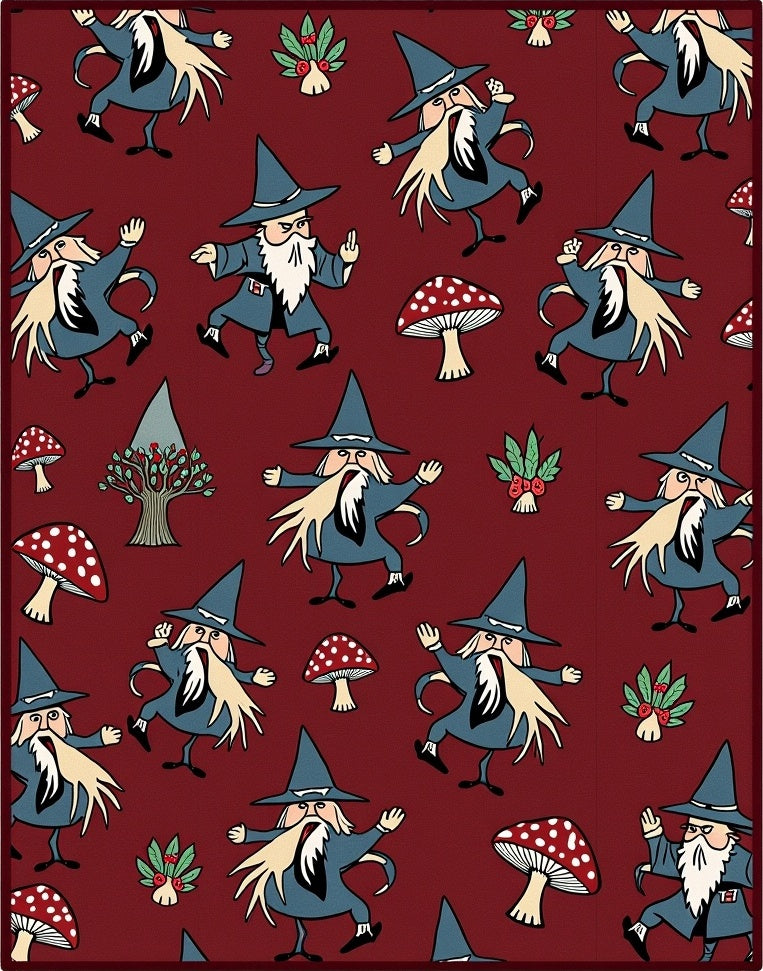 Whimsical Wizard Mushroom Forest Scene Rug