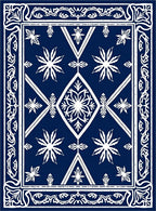 Navy White Starburst Geometric Medallion Rug