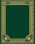 Elegant Golden Floral Border Green Rug