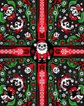 Bold Red Black Holly Skull Santa Rug