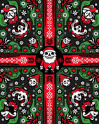 Bold Red Black Holly Skull Santa Rug