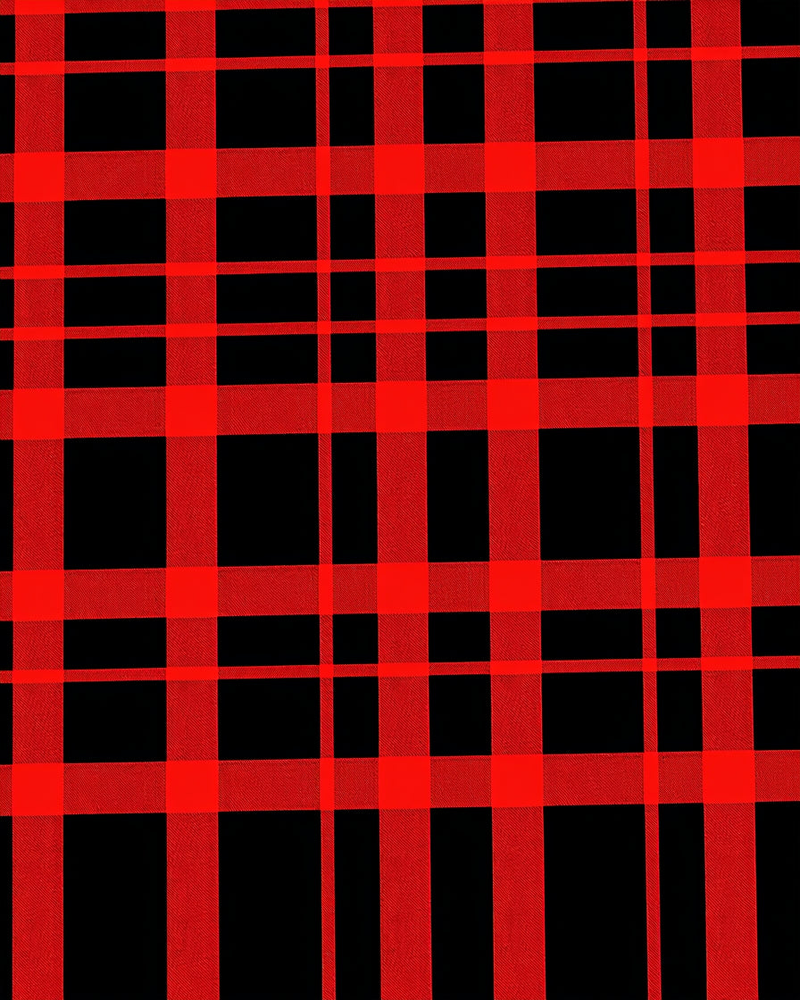 Crimson Black Checked Grid Fabric Rug