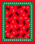 Red Whimsical Dogs Snowflakes Border Rug