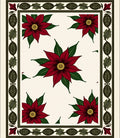 Crimson Poinsettia Floral Border Rug