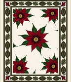 Crimson Poinsettia Floral Border Rug