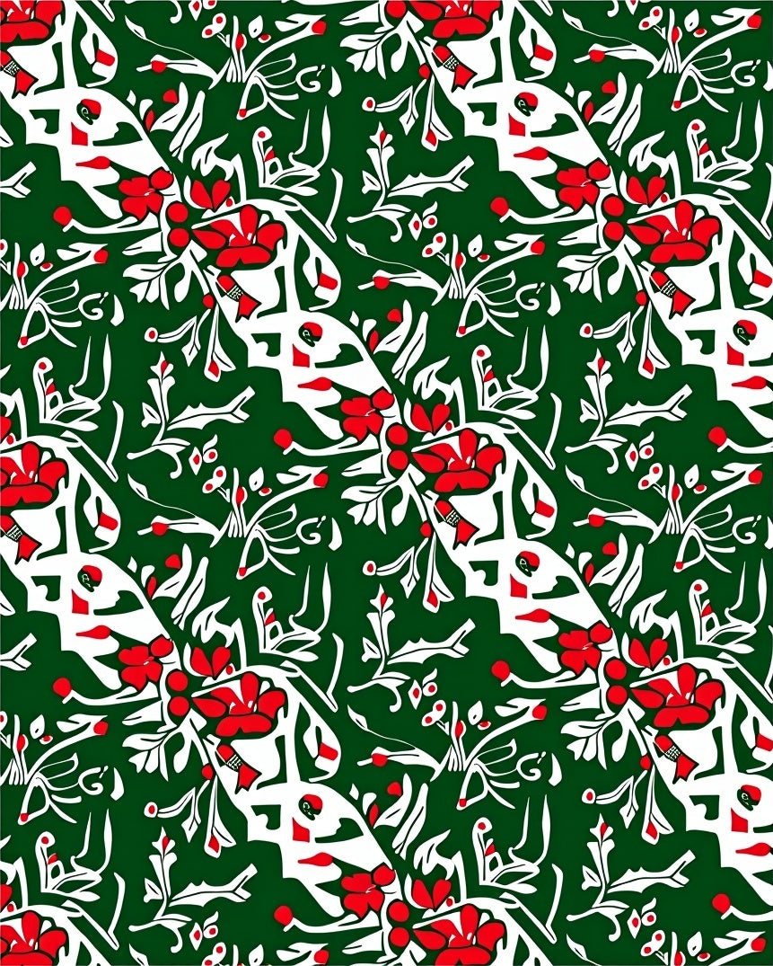 Traditional Red Floral Vine Garland Rug