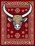 Crimson Bull Snowflakes Border Rug