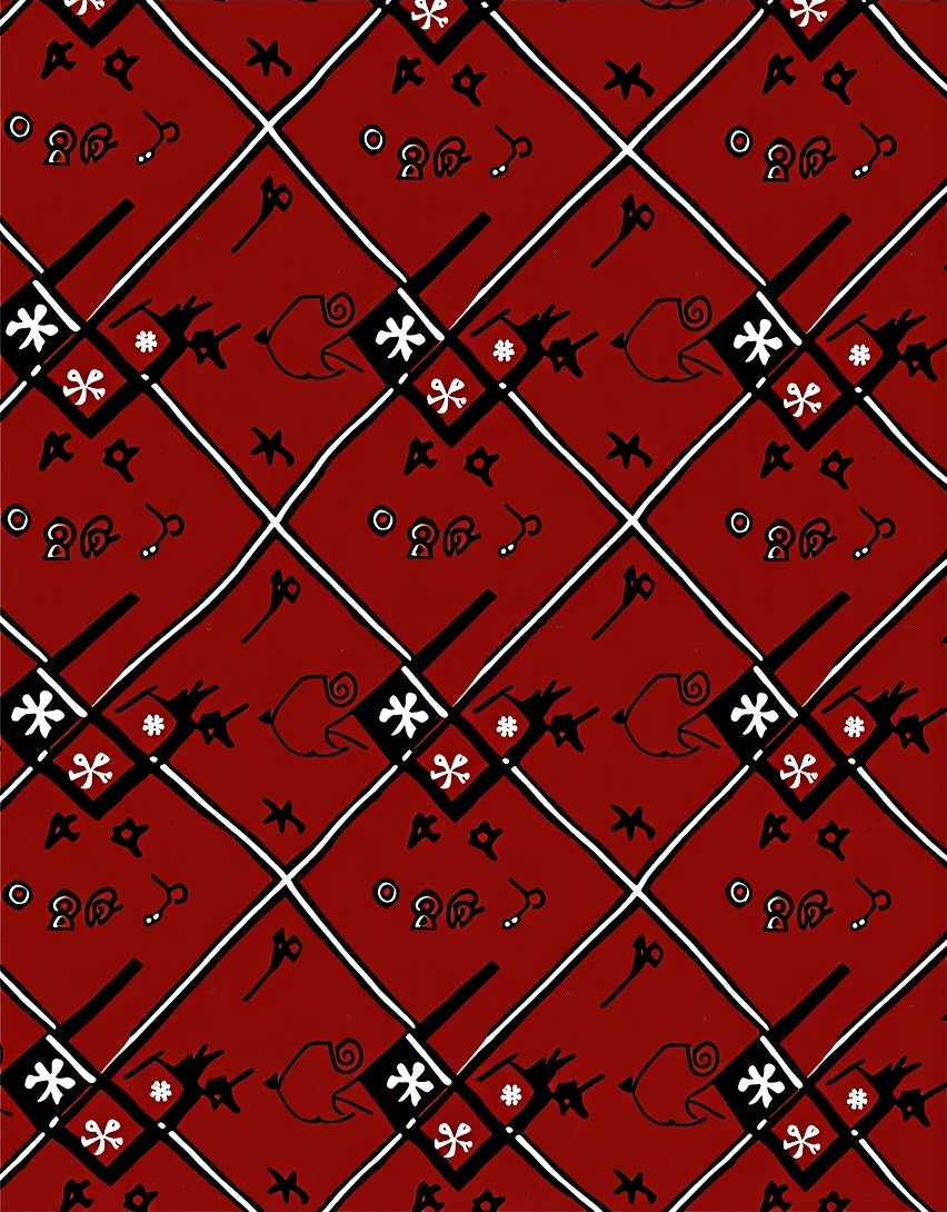 Crimson Diamond Tribal Sketch Medallion Rug