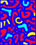 Vibrant Blue Red Yellow Abstract Flow Rug
