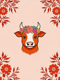 Whimsical Cow Floral Wreath Rug