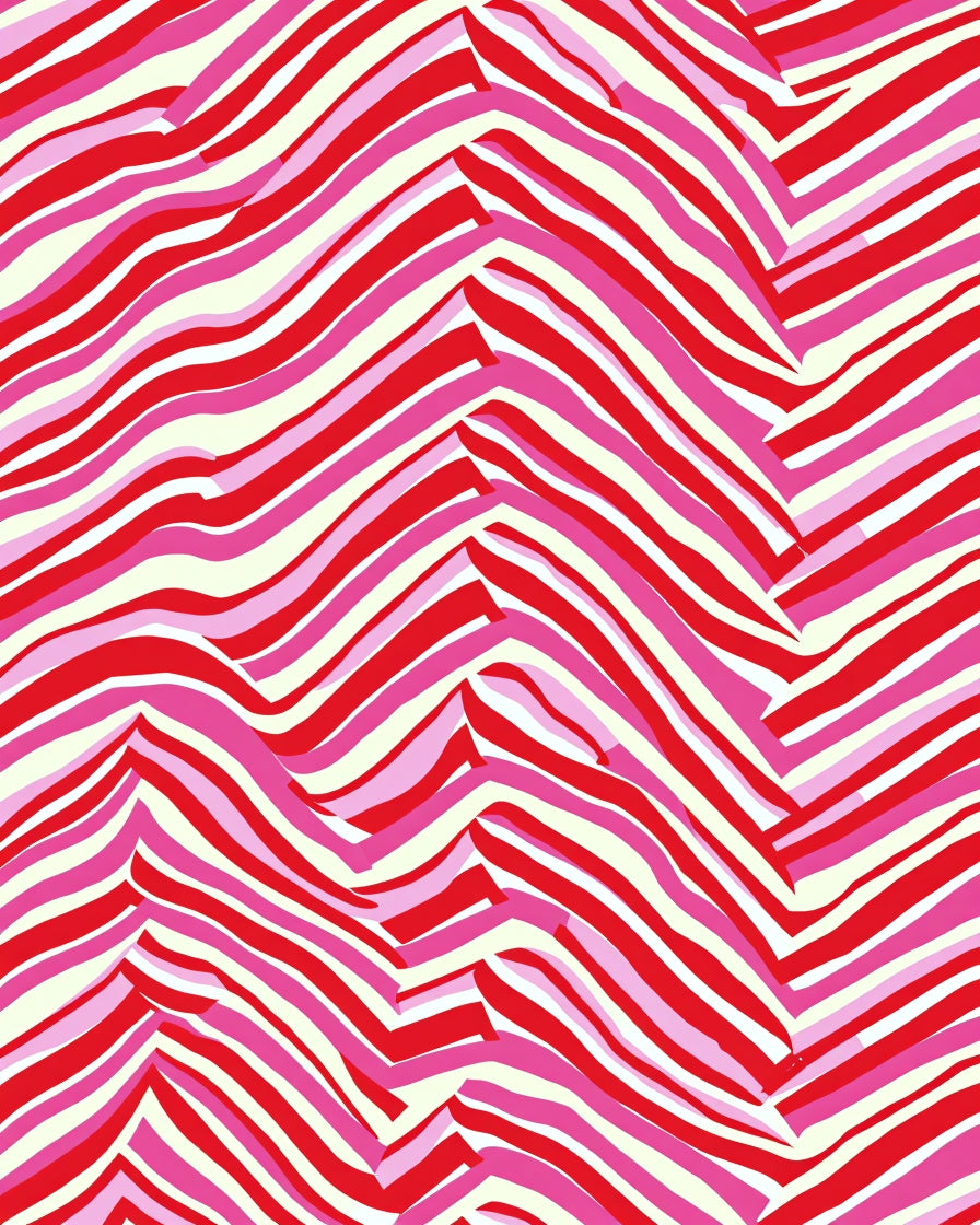 Crimson Pink Wave Stripes Rug