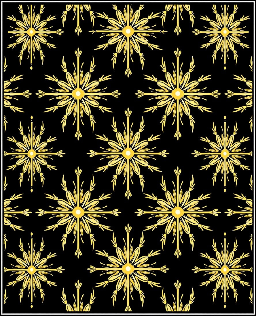 Golden Sunburst Black Medallion Rug