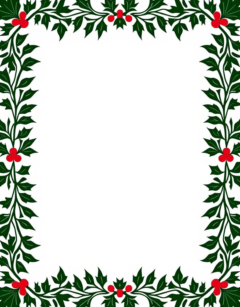 Vibrant Red Holly Christmas Border Rug