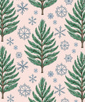 Green Pine Branches Blue Snowflakes Rug