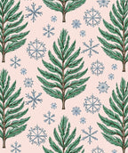 Green Pine Branches Blue Snowflakes Rug