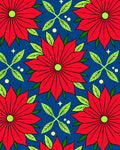 Crimson Floral Poinsettia Garden Rug