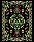 Ornate Floral Medallion Black Rug