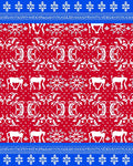 Red White Reindeer Snowflakes Border Rug