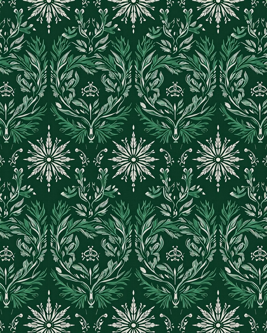Emerald Green Floral Laurel Wreath Rug